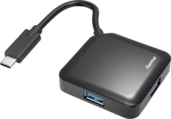 Hama 00200112 Hub USB 4 ports USB-A USB 3.2 Gen1 5 GBit/s avec fiche mâle USB-C noir