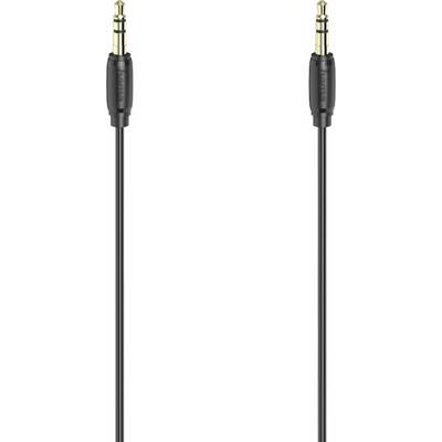 Un câble audio noir avec des fiches jack stéréo dorées de 3,5 mm à chaque extrémité.