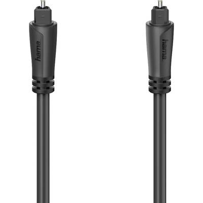 Câble audio optique noir avec deux connecteurs Toslink pour connexions audio numériques.