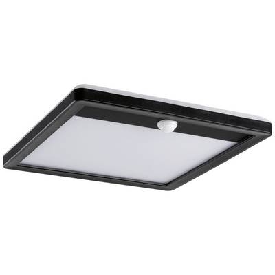 Plafonnier LED rectangulaire noir avec capteur de mouvement intégré. Idéal pour un éclairage intérieur économe en énergie.