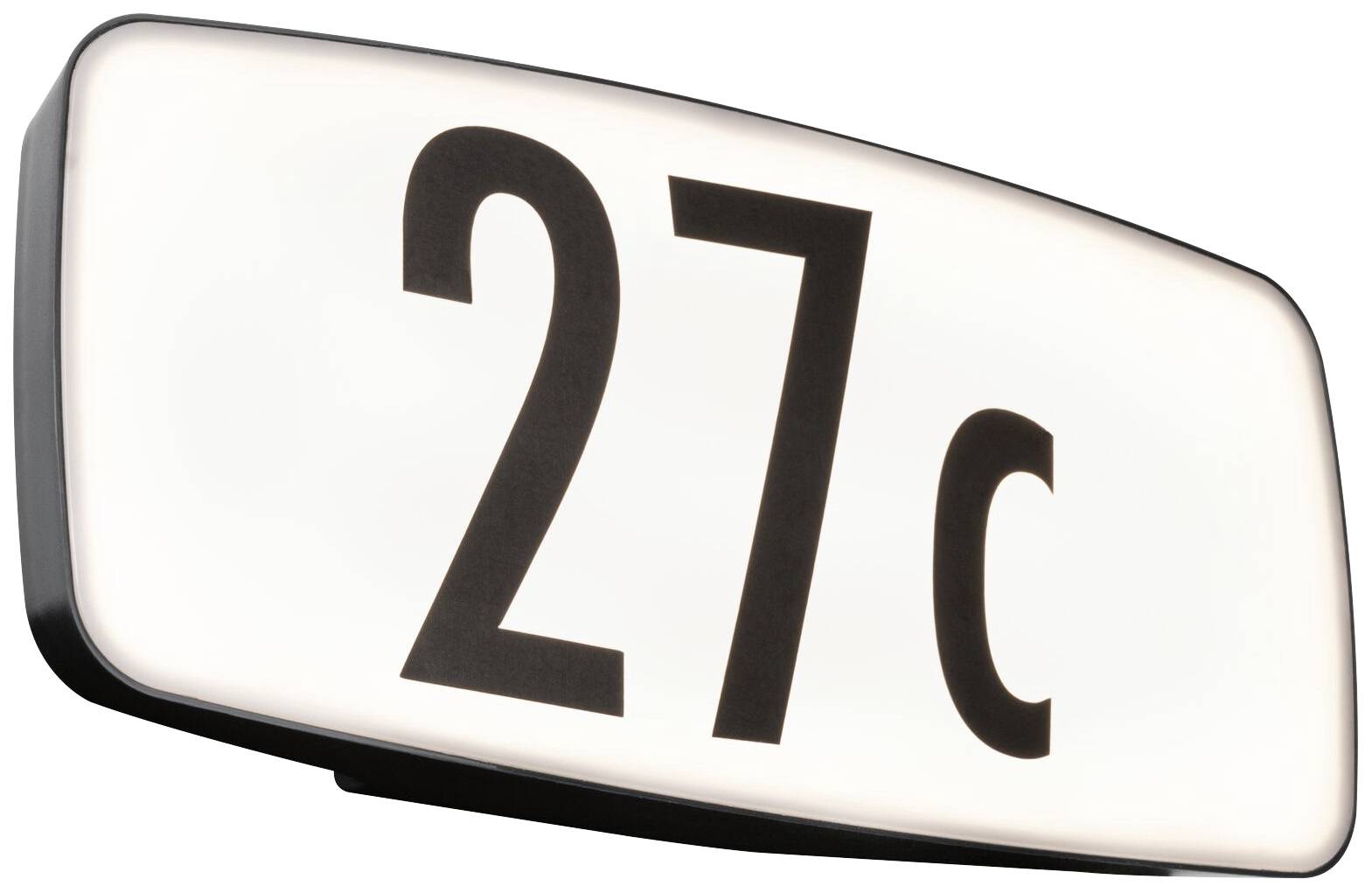 L'image montre un panneau illuminé portant l'inscription '27 c'.