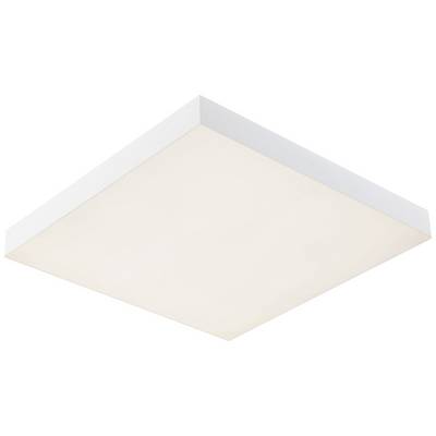 Plafonnier LED carré à cadre blanc et diffusion lumineuse homogène. Idéal pour les intérieurs modernes, offrant un éclairage uniforme.