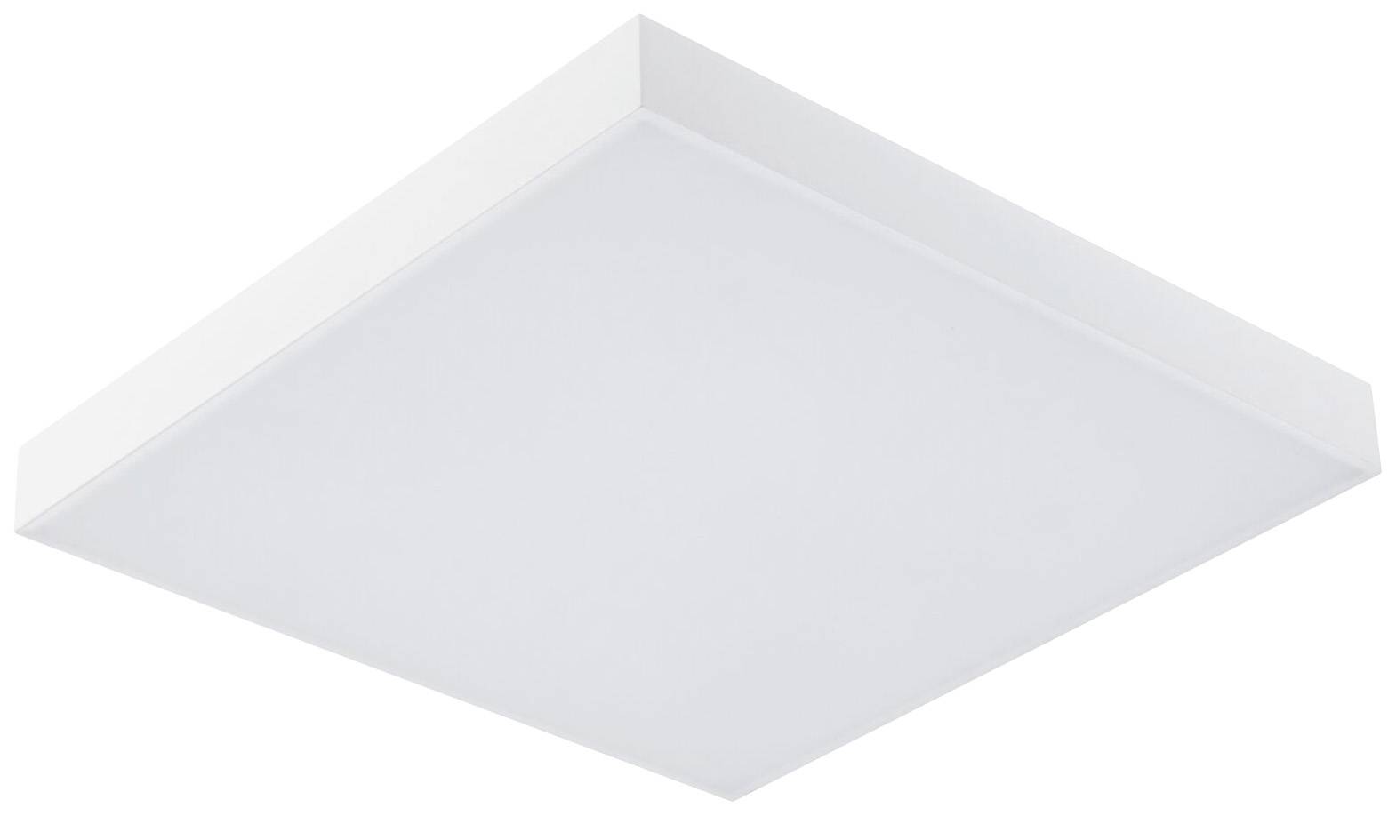 Plafonnier carré blanc au design épuré.