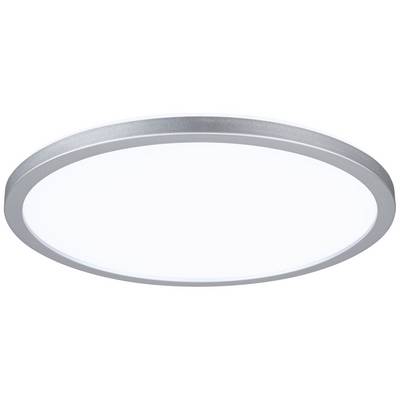 Plafonnier LED rond et plat avec bordure argentée, au design moderne. Idéal pour les espaces de vie ou de travail.