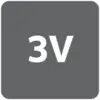 Petit composant électrique rectangulaire portant l'inscription '3V', trois bornes sont visibles en haut.