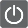 Un symbole de mise en marche/arrêt noir sur un fond gris, stylisé et légèrement en relief.