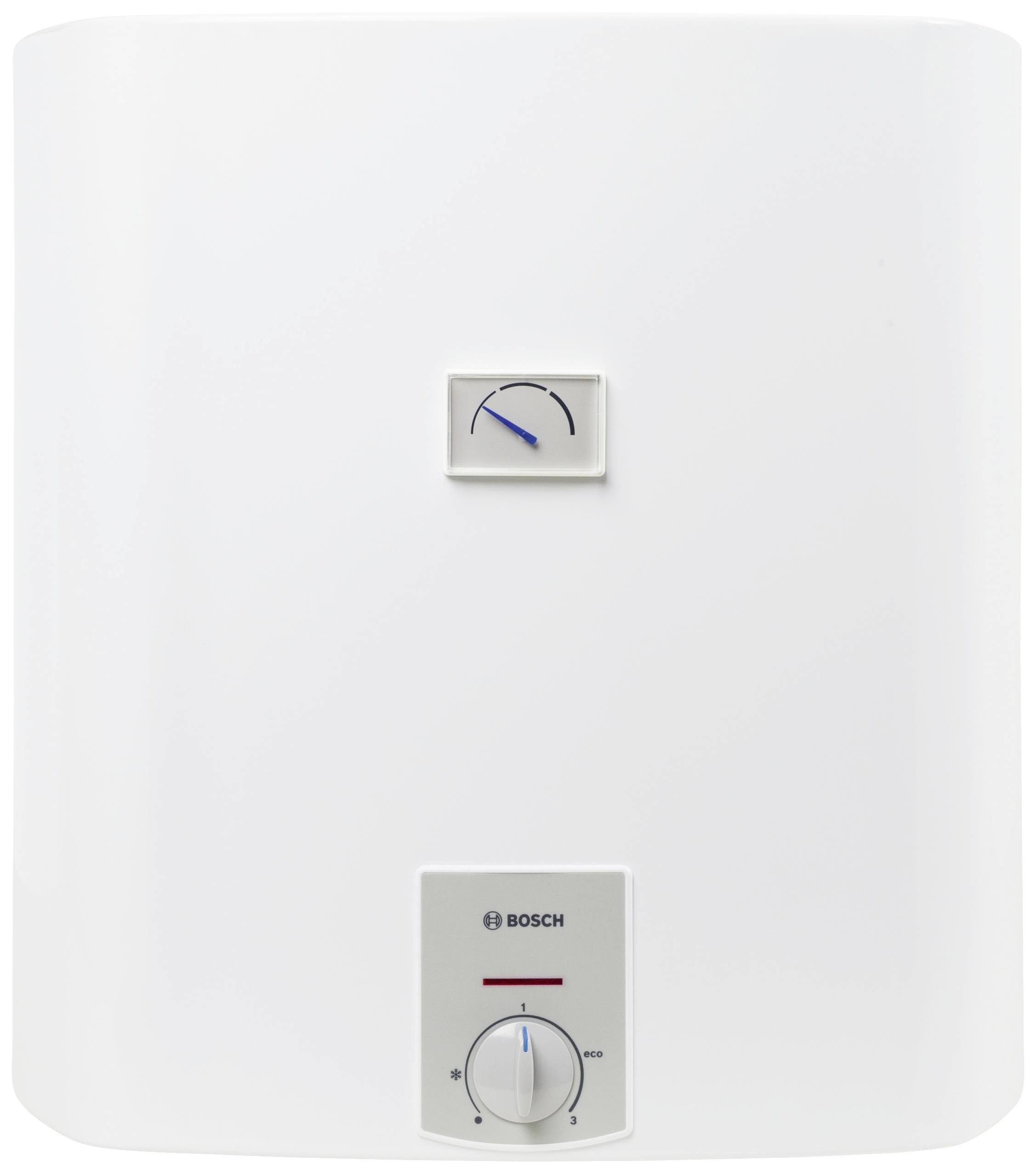 Chauffe-eau électrique blanc avec bouton rotatif et affichage de la température.