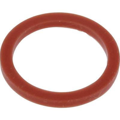Un joint d'étanchéité en caoutchouc rouge sur un fond blanc.