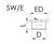 Dessin technique représentant un composant avec des dimensions marquées 'SW/E', 'ED' et 'D'. Forme rectangulaire avec vue latérale.