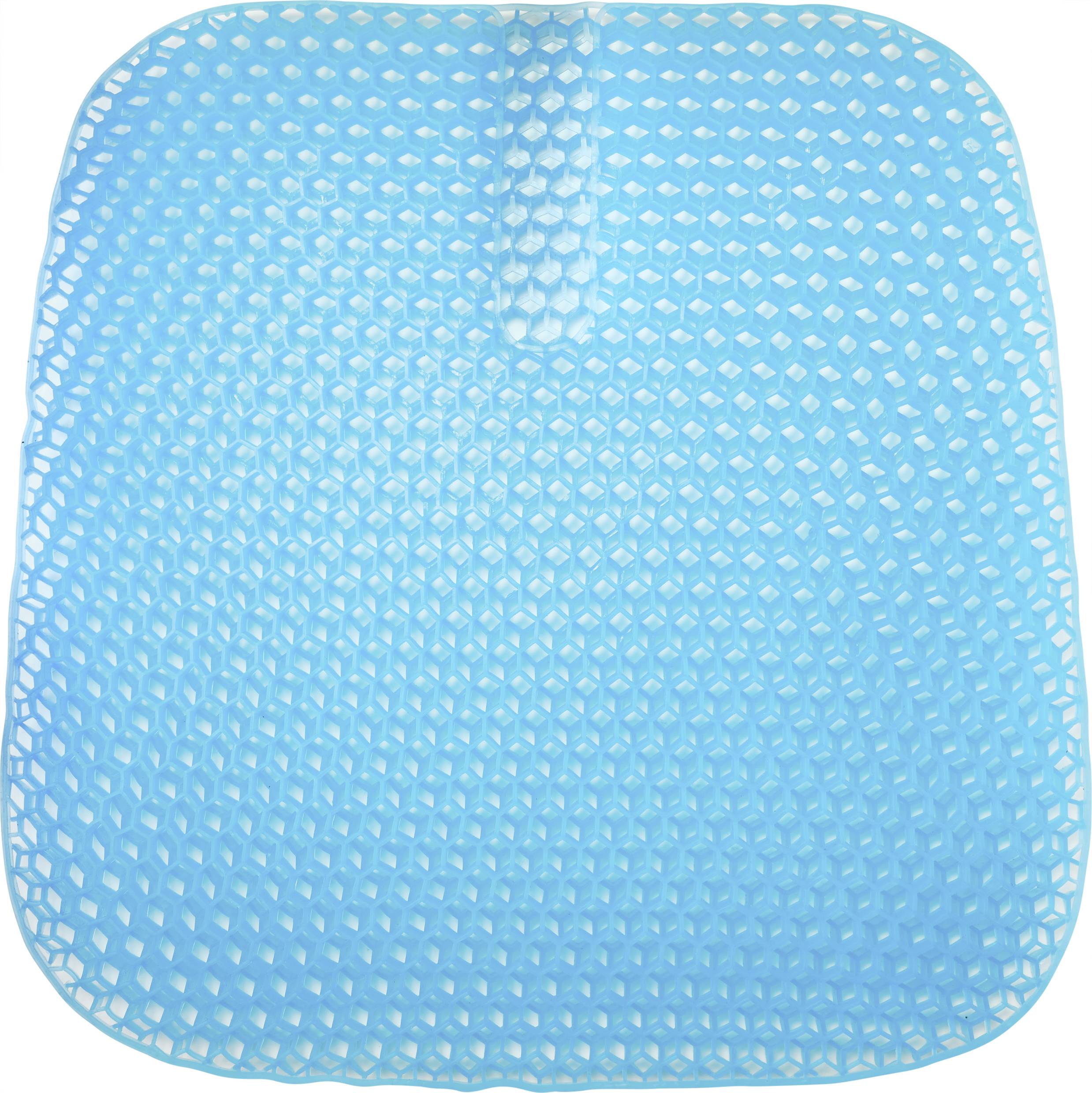 Un tapis de bain bleu avec une structure alvéolée antidérapante, offrant sécurité et confort pendant la douche.