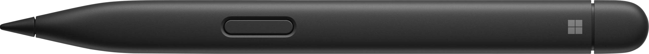 Stylo numérique noir avec touche centrale, présenté de côté. Adapté aux tablettes graphiques ou aux écrans tactiles.