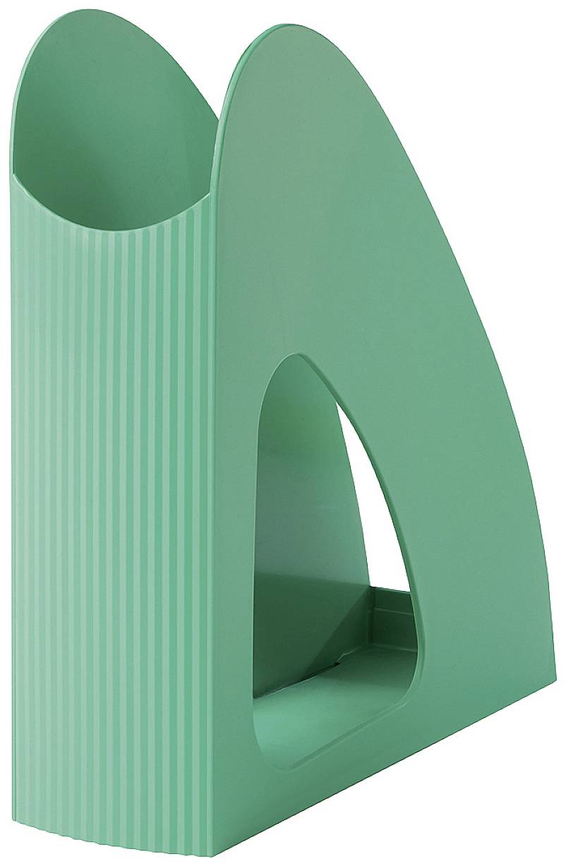Un collecteur de magazines vert avec une surface texturée. Le design est moderne et élégant, adapté au bureau ou à la maison.