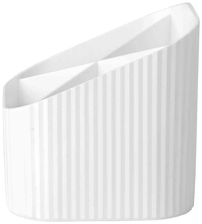 Un récipient blanc et ondulé à deux compartiments.