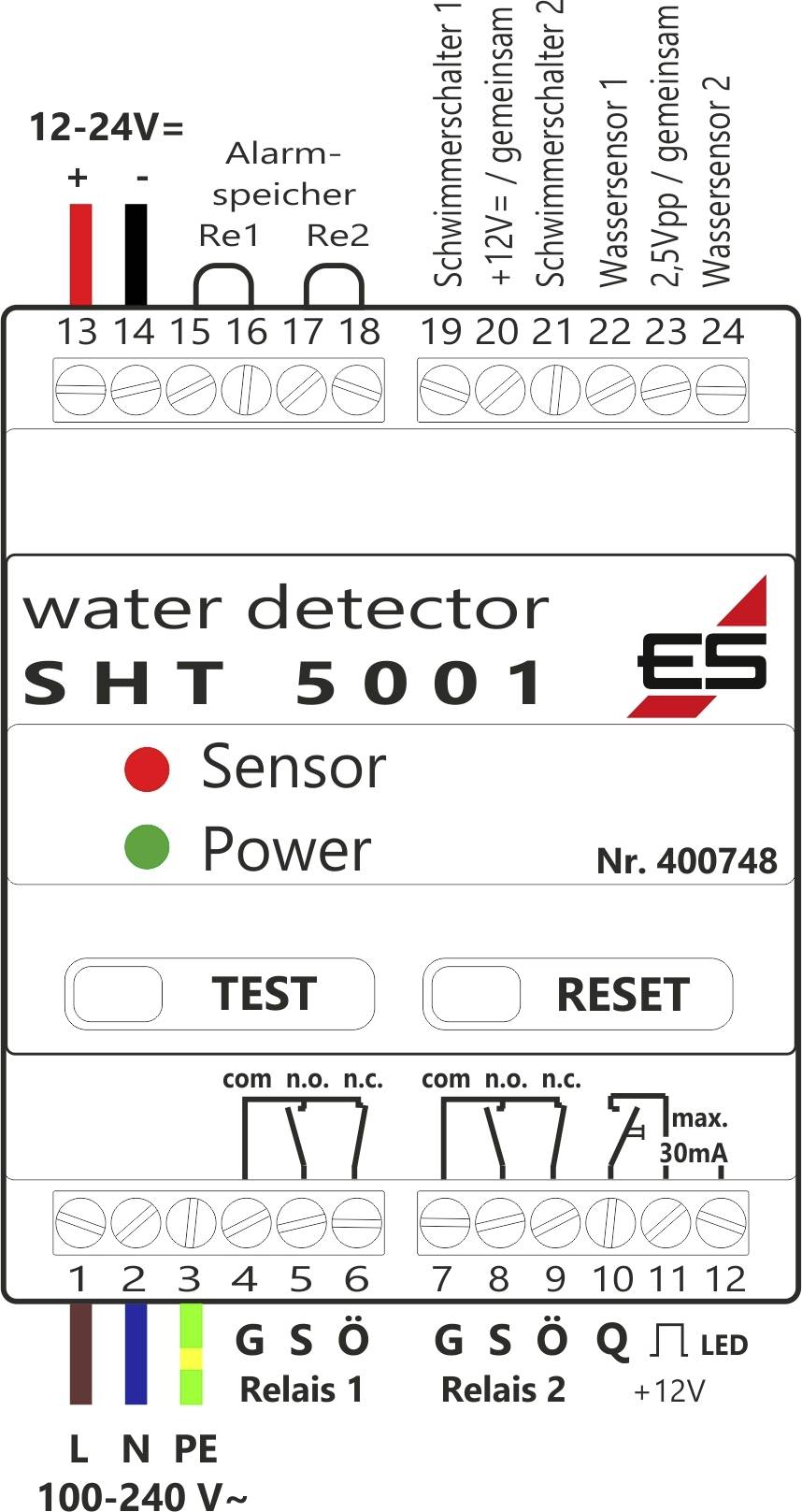 'Bouton-poussoir, pont de fil, LED et pilote piézoélectrique avec explications dans un schéma technique. Description du fonctionnement des composants 10-11 et 11-12.'