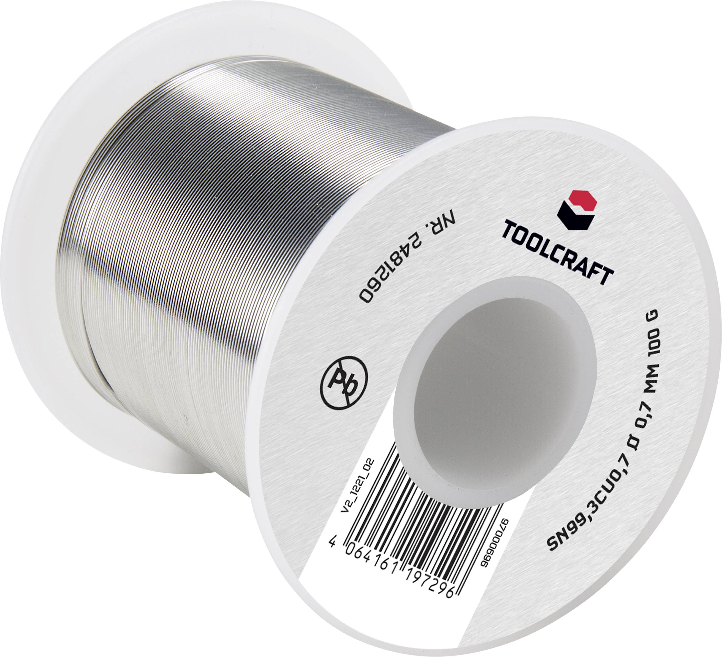 Rouleau de fil à souder en argent TOOLCRAFT, 100g, diamètre 0,7mm.