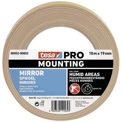 Un rouleau de ruban adhésif double face de la marque tesa PRO, spécialement conçu pour la pose de miroirs et adapté aux espaces humides.