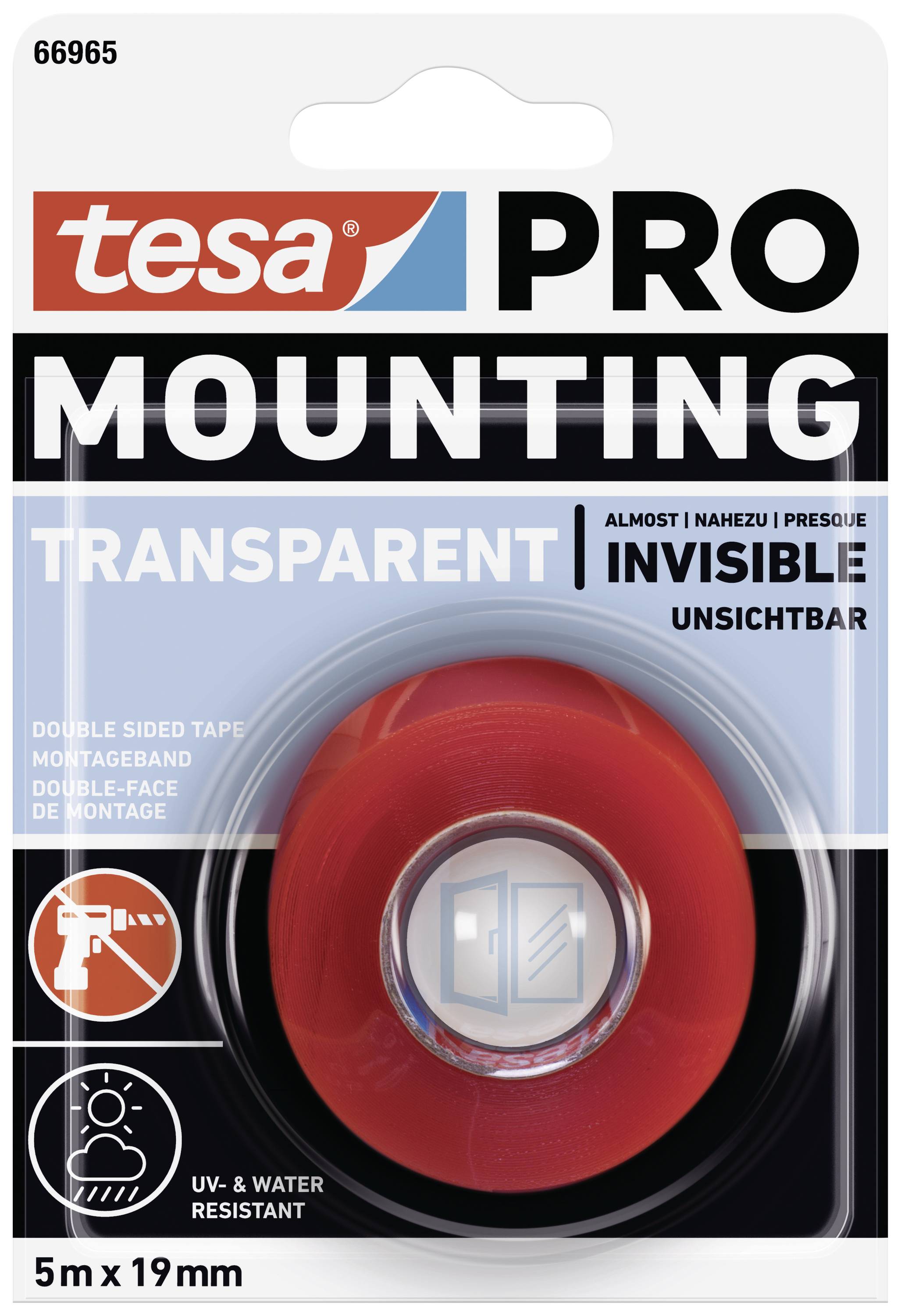 tesa Mounting PRO Transparent 66965-00001-00 Ruban de montage transparent (L x l) 5 m x 19 mm 1 pc(s)