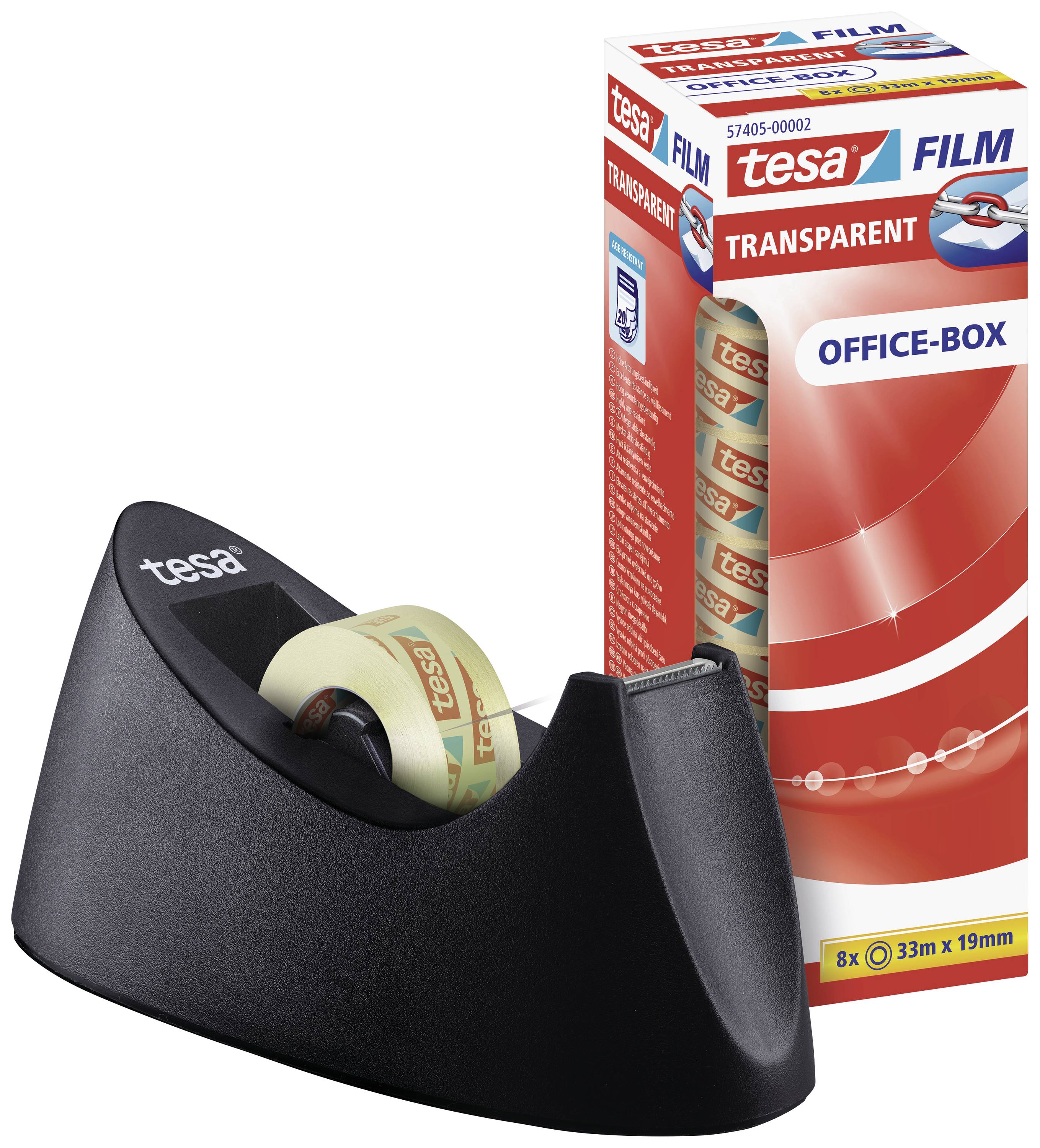 tesa Easy Cut Curve + tesafilm transparent 53918-00000-00 Dérouleur de table noir (L x l) 33 m x 19 mm 1 set-1