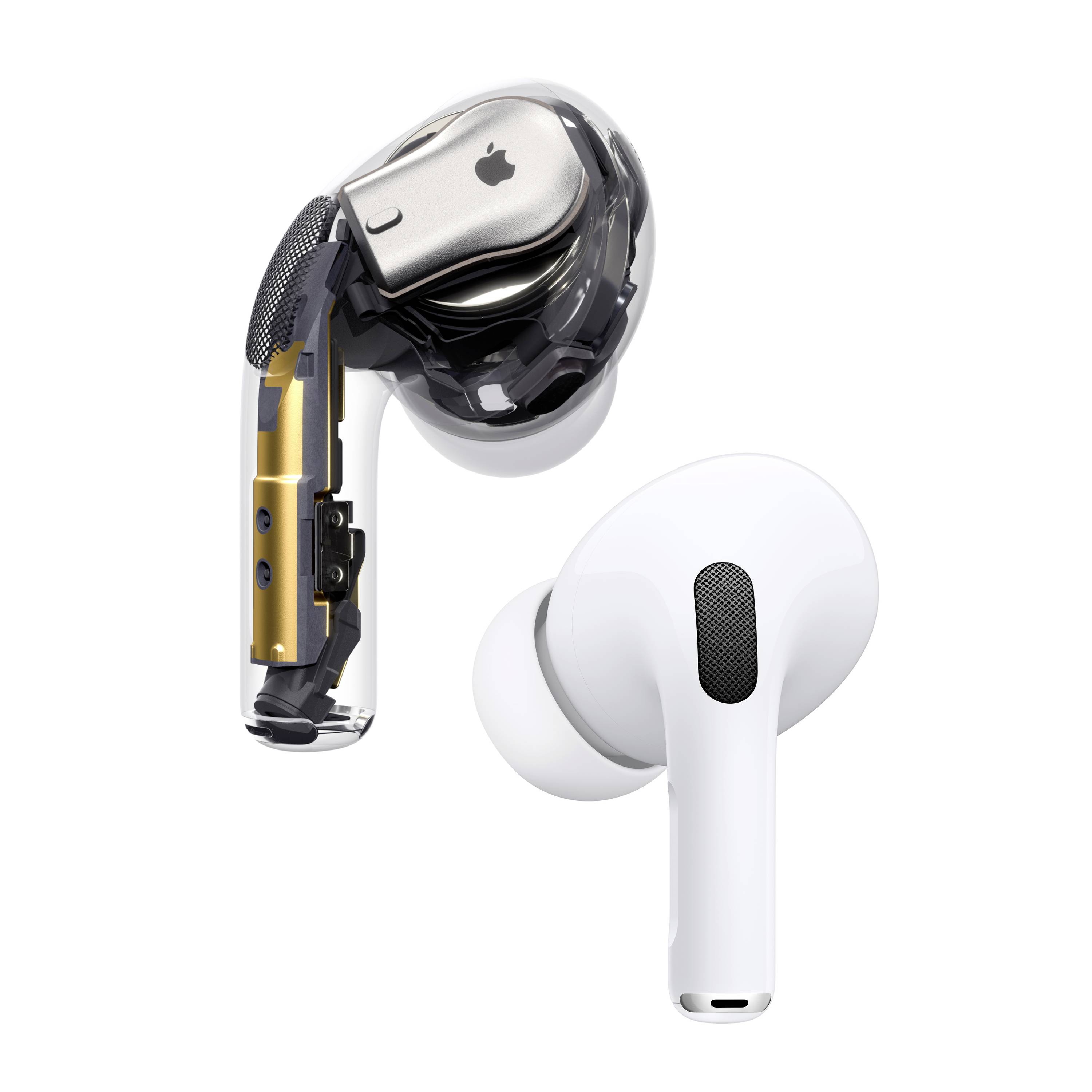 Un casque sans fil avec une vue ouverte montrant son intérieur, et un second casque dans un état fermé.