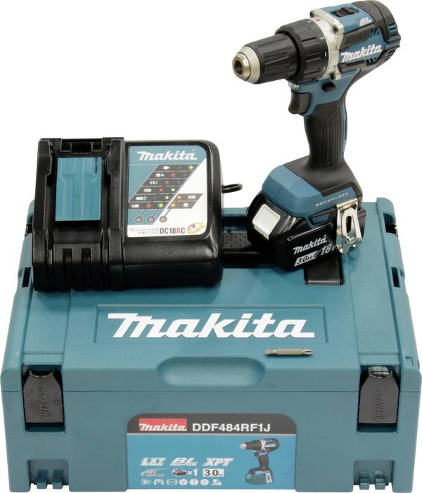 Perceuse-visseuse sans fil Makita DDF484RF1J DDF484RF1J  18 V 3.0 Ah Li-Ion + batterie, + chargeur, + mallette
