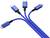 Quatre câbles USB bleus avec différents connecteurs sont interconnectés, montrant diverses possibilités de connexion.
