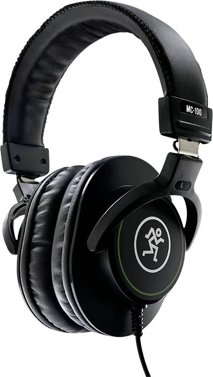 Casque audio noir supra-auriculaire avec coussinets et arceau réglable. Logo sur les écouteurs. Adapté pour la musique ou les enregistrements audio.