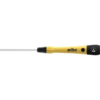Un tournevis avec une poignée jaune et noire sur laquelle est imprimée la marque 'wiha'. La poignée présente des formes ergonomiques pour une meilleure prise en main.