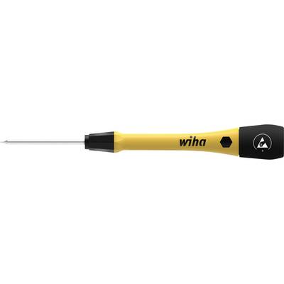 Tournevis jaune et noir à petite tête étroite et poignée ergonomique, adapté aux travaux de précision.