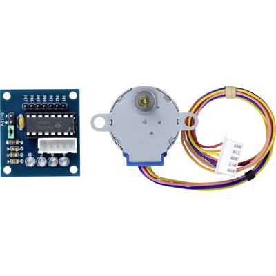 Moteur pas à pas avec carte de pilotage et câbles multicolores ; adapté aux commandes de mouvement motorisées précises dans les applications techniques.