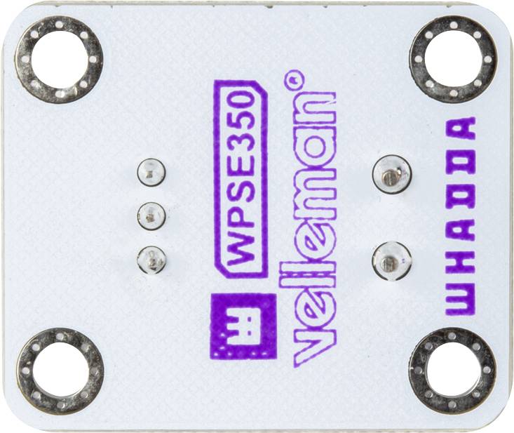 Platine de capteur Velleman WPSE350 avec quatre trous aux coins et plusieurs points de contact au centre.