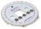 Platine LED ronde avec 32 LED luminescentes et composants métalliques sur fond clair ; composant électronique de Whadda.