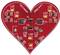 Carte à LED rouge en forme de cœur, composée de neuf diodes luminescentes et de divers composants électroniques.