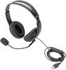 Digitus DA-12204 ordinateur Micro-casque supra-auriculaire filaire Stereo noir Suppression du bruit du microphone, Noise Cancelling volume réglable, mise en sourdine du microphone
