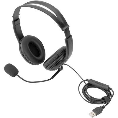 Digitus DA-12204 ordinateur Micro-casque supra-auriculaire filaire Stereo noir Suppression du bruit du microphone, Noise-0