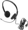 Digitus DA-12203 Micro-casque supra-auriculaire filaire Stereo noir Suppression du bruit du microphone, Noise Cancelling volume réglable, mise en sourdine du microphone ordinateur