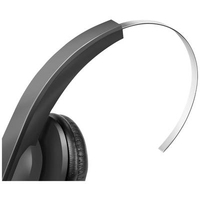 Casque circum-auriculaire noir, gros plan sur le pavillon et l'arceau.