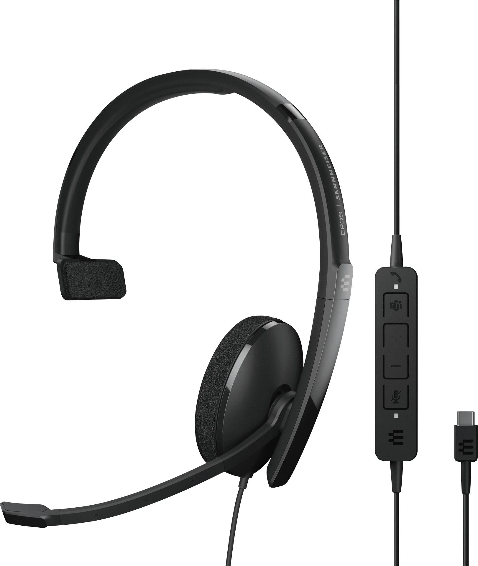 EPOS 1000903 Micro-casque supra-auriculaire filaire Mono noir Noise Cancelling volume réglable, mise en sourdine du microphone téléphone