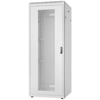 Un armoire serveur blanche avec porte vitrée, conçue pour héberger des équipements réseau. Idéale pour les bureaux ou les centres de données.