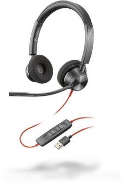 Plantronics Blackwire 3320-M téléphone Micro-casque supra-auriculaire filaire Stereo noir Noise Cancelling volume réglable, mise en sourdine du microphone