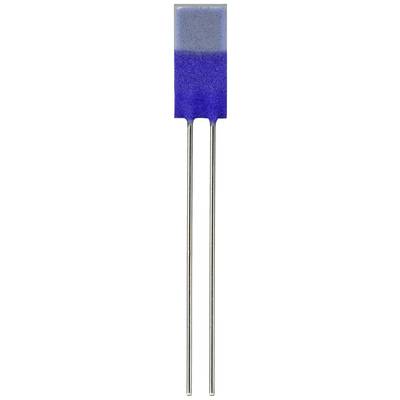 Un condensateur bleu cylindrique avec deux longues jambes métalliques minces dépasse vers le bas.