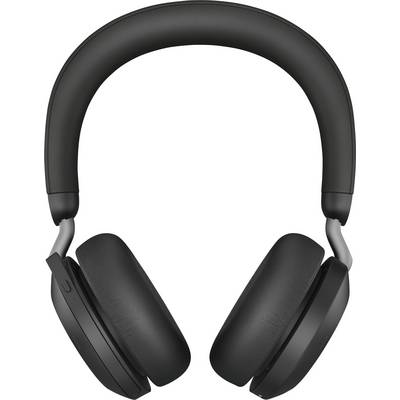 Casque noir à écouteurs circumauriculaires, vue de face, montrant des coussinets d'oreille rembourrés et un arceau rembourré.