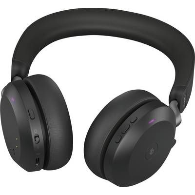Casque audio noir sans fil, de type over-ear, avec arceau ajusté. Les commandes sont situées sur le côté des écouteurs. Design moderne et élégant.