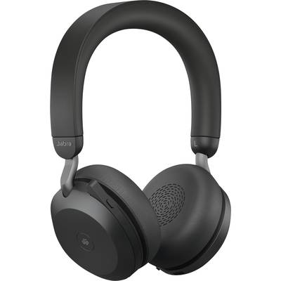 'Casque noir supra-auriculaire avec coussinets rembourrés et arceau réglable, la marque Jabra visible sur le côté gauche.'