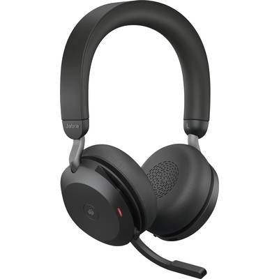 Casque audio noir avec microphone, adapté pour les appels et la musique.