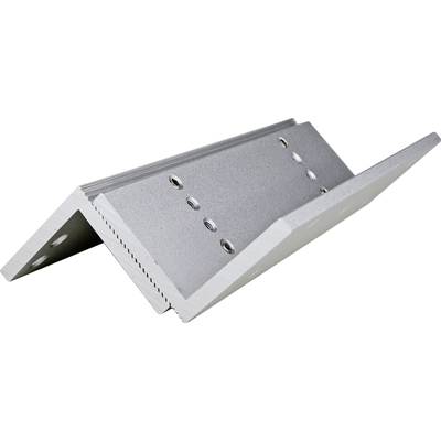 Pièces d'angle métalliques avec des perforations, pouvant être utilisées pour connecter deux surfaces. Elles sont disposées selon un angle en V.