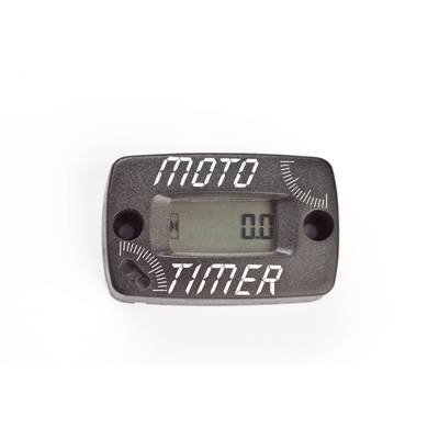 Un chronomètre portant l'inscription 'MOTO TIMER' et un affichage numérique indique la valeur '0.0'.