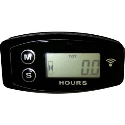 Compteur horaire numérique avec affichage 'TOT', indiquant '0,0'. Boutons M et S à gauche. Un symbole Wi-Fi en haut.
