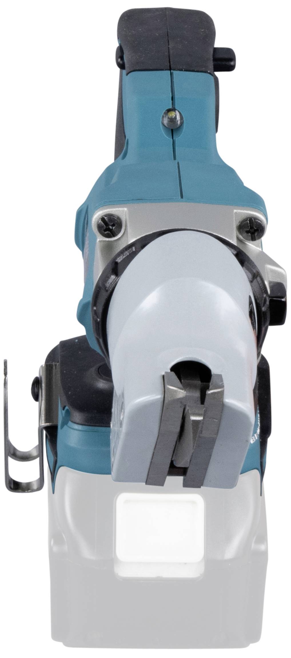 Outils électriques bleus et gris en vue frontale, probablement utilisés pour des travaux industriels ou artisanaux.