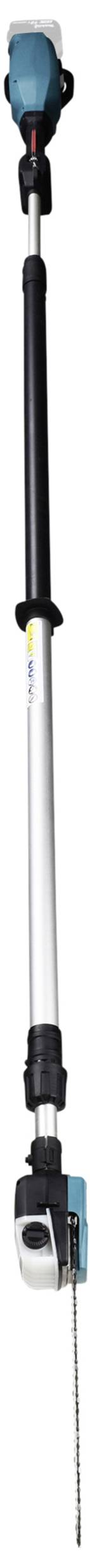 Scie à main télescopique à manche acoustique, adaptée à l'élagage des arbres. Design long et réglable pour atteindre les branches difficiles d'accès.