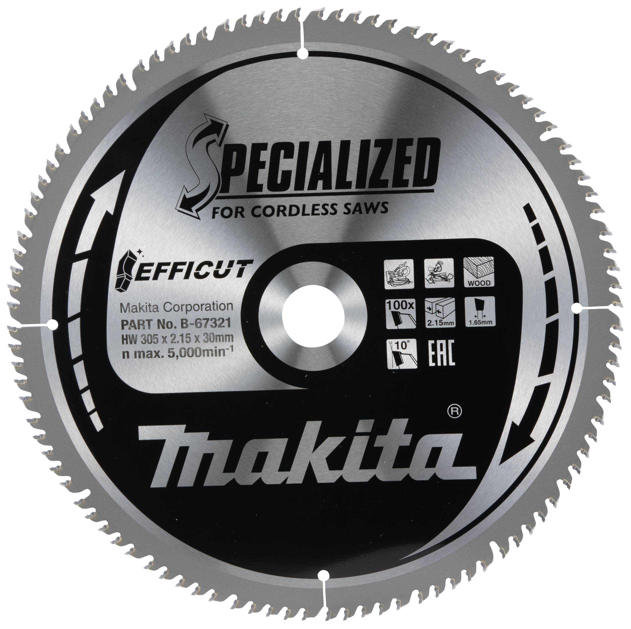 Makita B-67321 B-67321 Lame de scie circulaire 305 x 30 x 2.15 mm Nombre de dents: 100 1 pc(s)